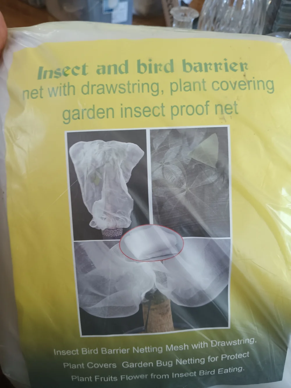 2 Pcs Insect and Bird Barrier Netting - White Drawstring Garden Cover